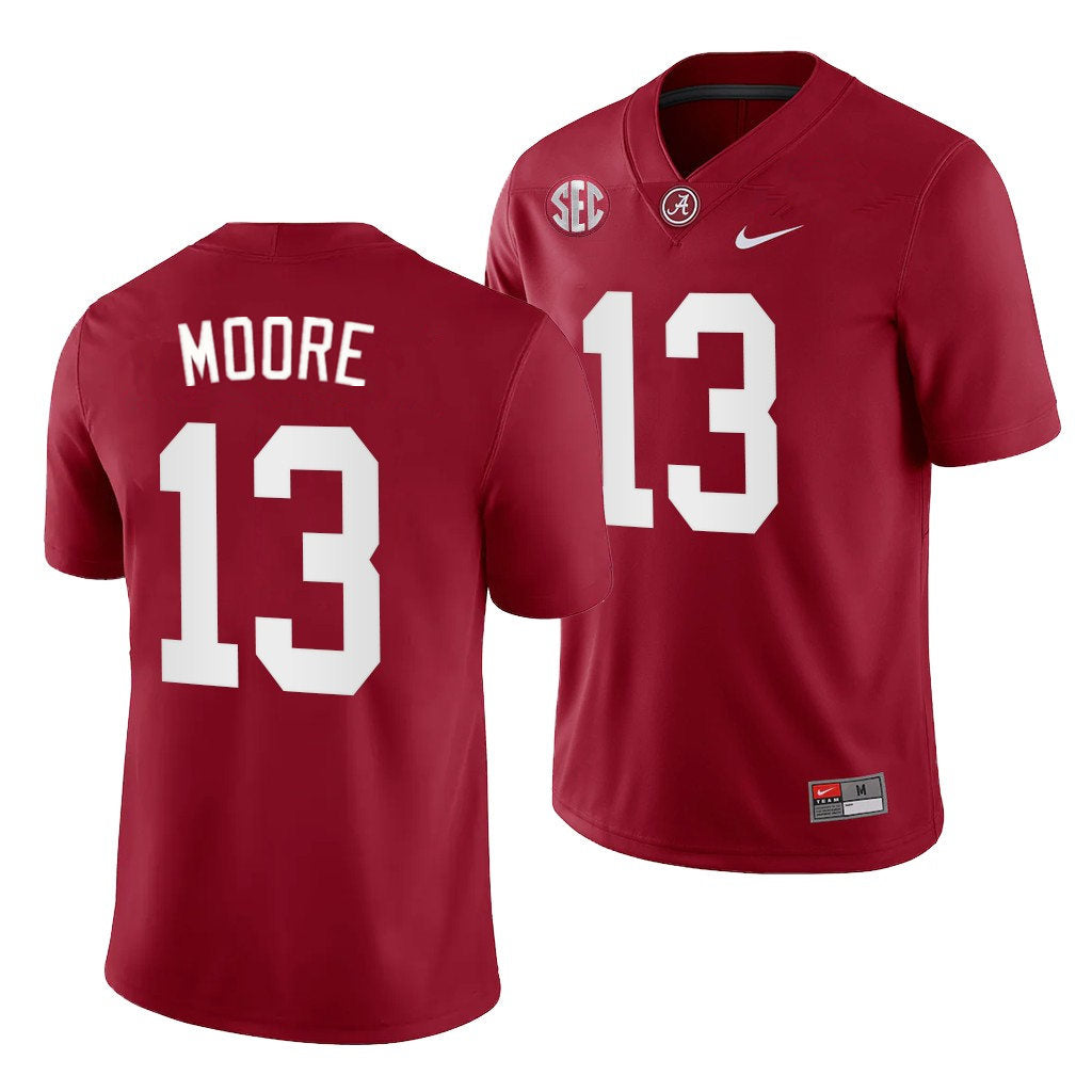 Men's #13  Malachi Moore Alabama Crimson Tide Football Jersey