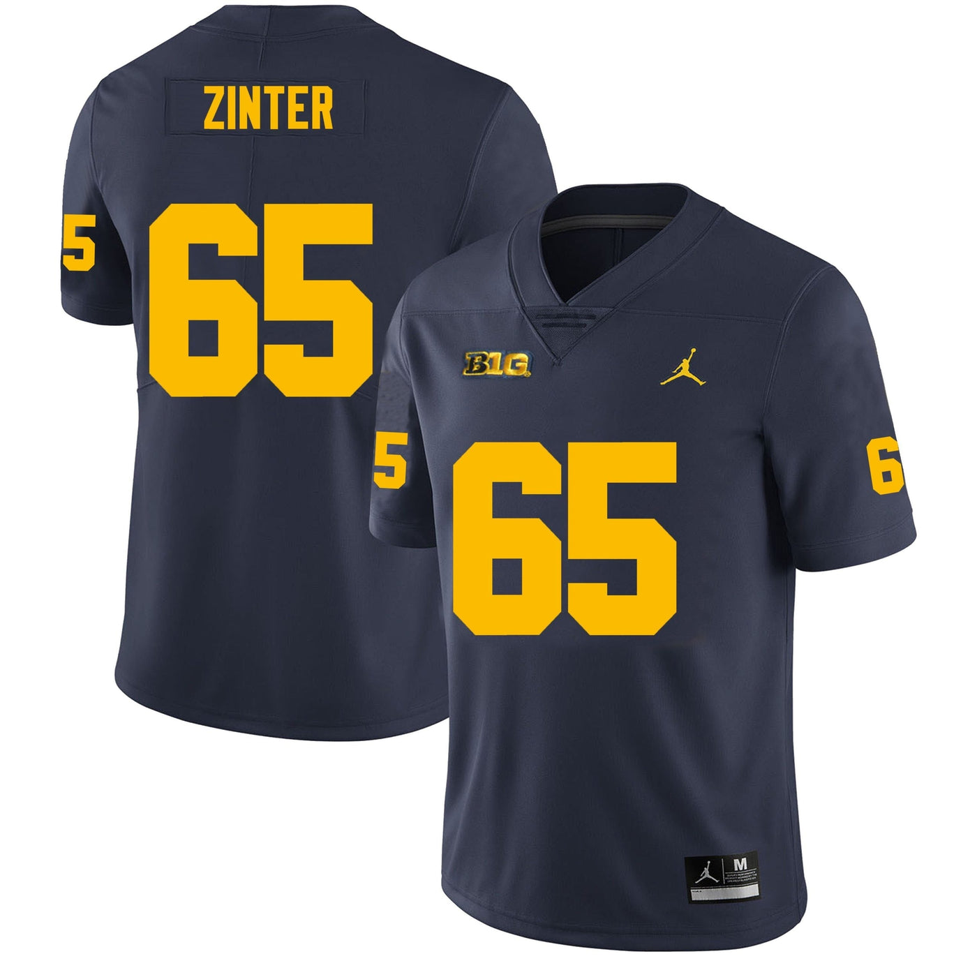 Men’s #65 Zak Zinter Michigan Wolverines Football Jersey