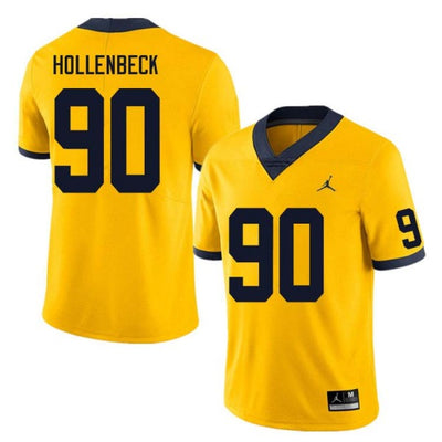 Men’s #90 Hudson Hollenbeck Michigan Wolverines Football Jersey