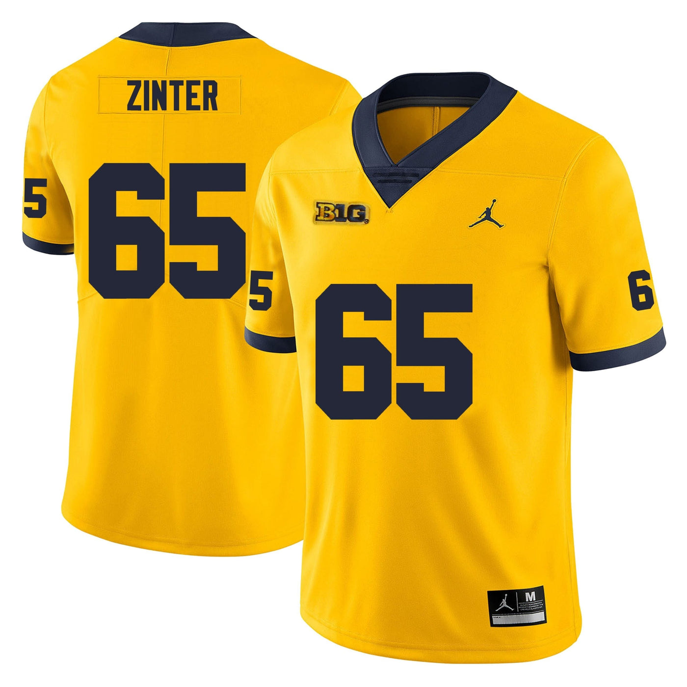 Men’s #65 Zak Zinter Michigan Wolverines Football Jersey