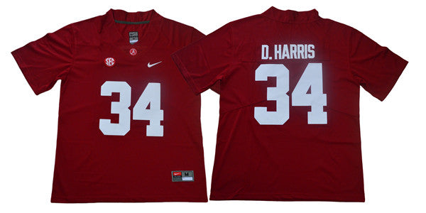 Men's #34 Damien Harris Alabama Crimson Tide Football Jersey