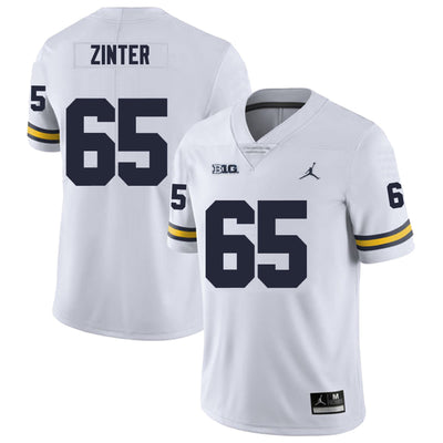 Men’s #65 Zak Zinter Michigan Wolverines Football Jersey
