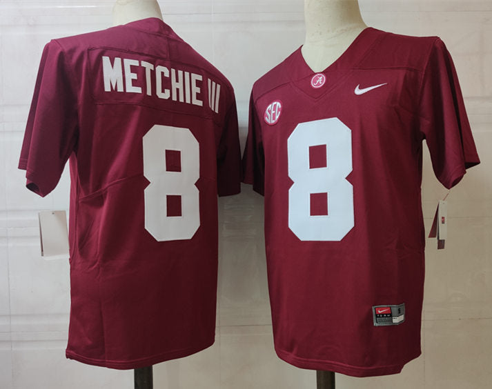 Men's #8 John Metchie III Alabama Crimson Tide Football Jersey