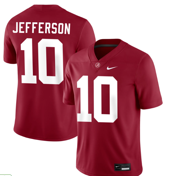 Men's #10 Justin Jefferson Alabama Crimson Tide Football Jersey
