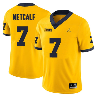 Men’s #7 TJ Metcalf Michigan Wolverines Football Jersey