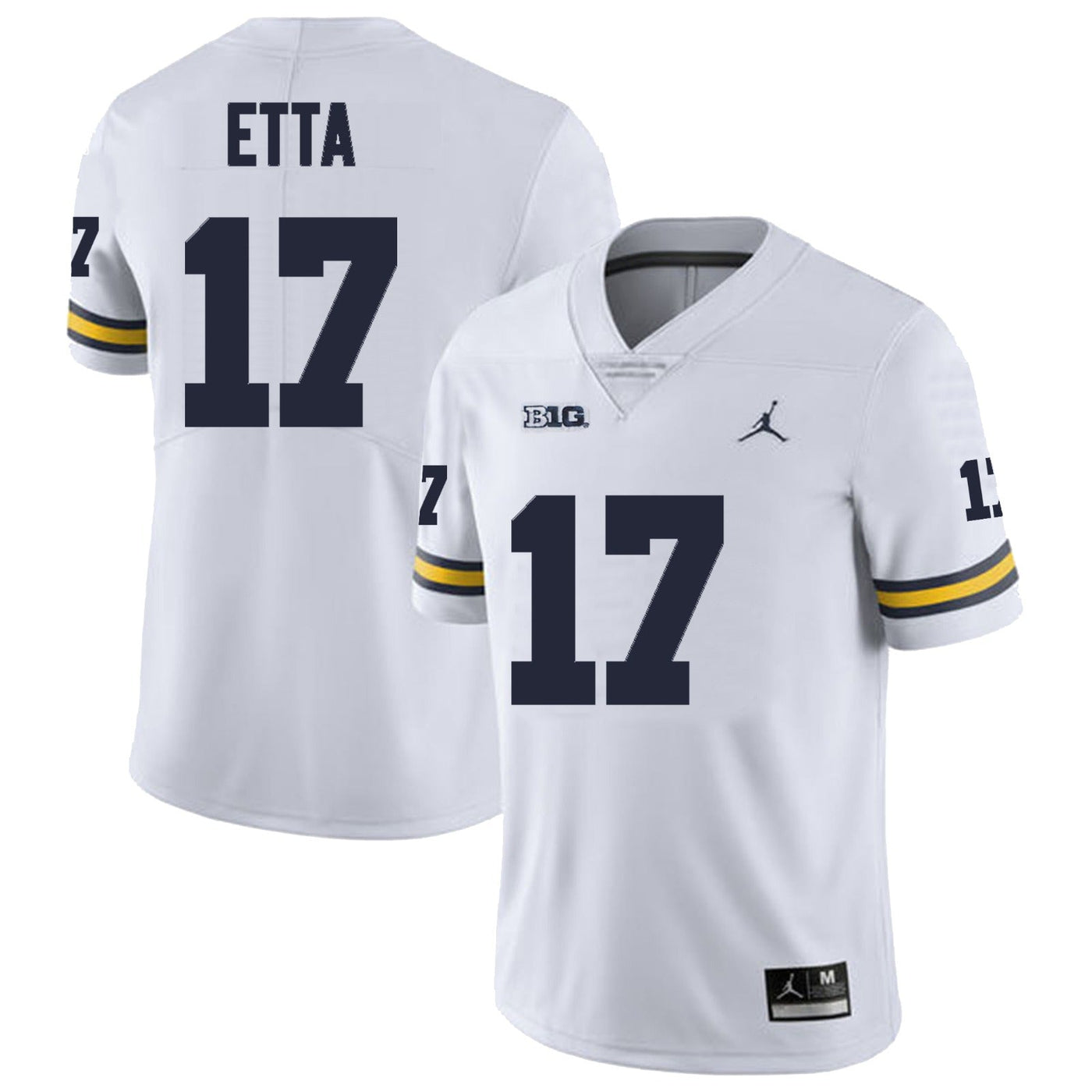 Men’s #17 Enow Etta Michigan Wolverines Football Jersey