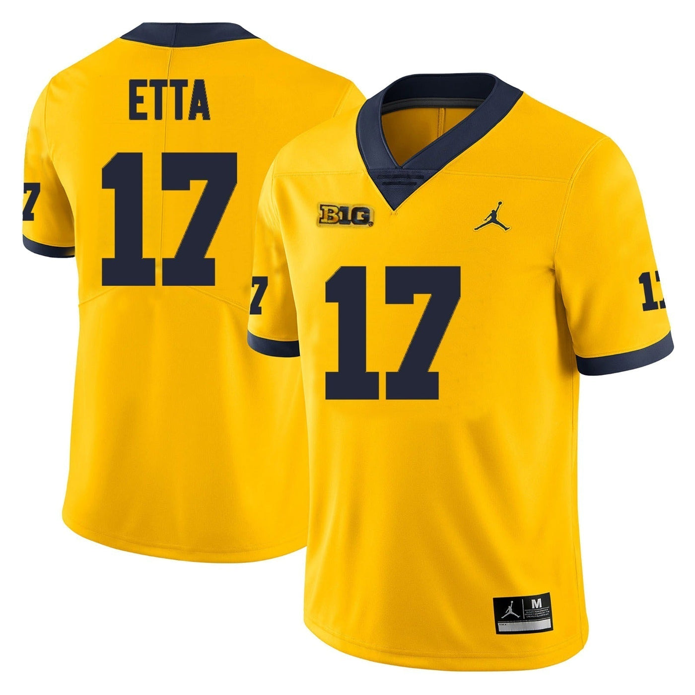 Men’s #17 Enow Etta Michigan Wolverines Football Jersey
