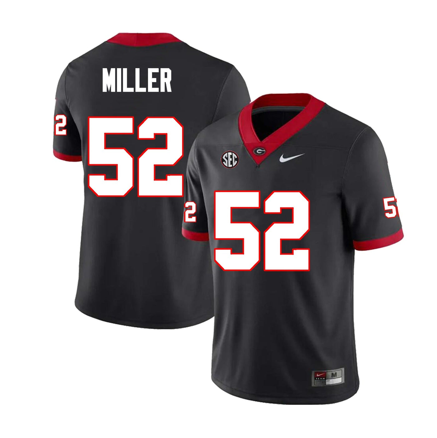 Men's #52 Christen Miller Georgia Bulldogs Football Jersey