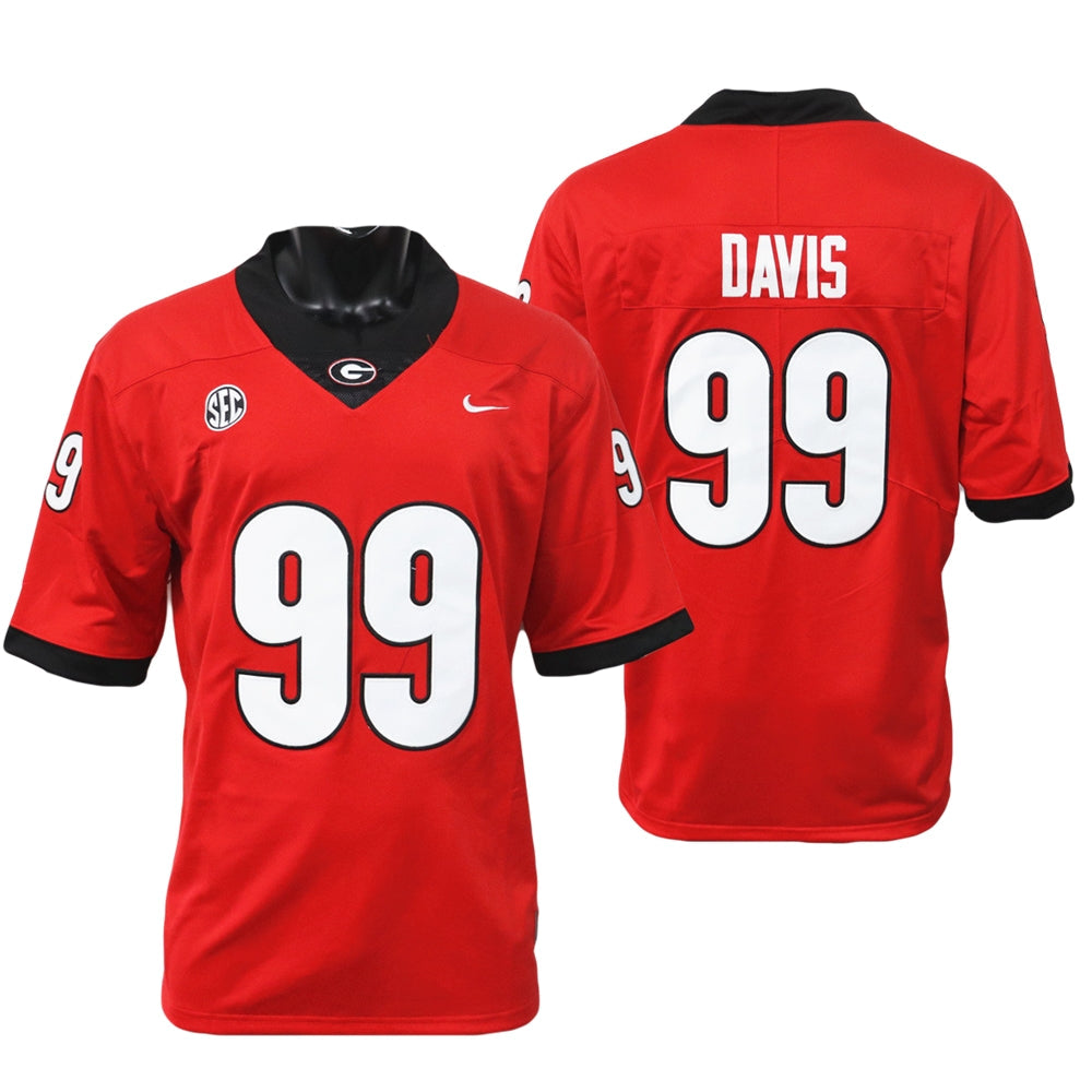 Men's #99 Jordan Davis Georgia Bulldogs Football Jersey