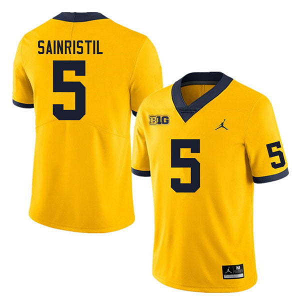 Men's #5 Mike Sainristil Alumni Michigan Wolverines Football Jersey