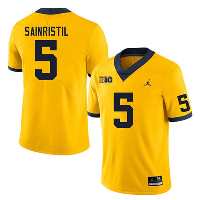 Men's #5 Mike Sainristil Alumni Michigan Wolverines Football Jersey