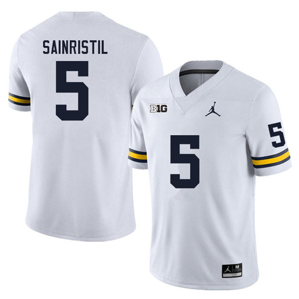 Men's #5 Mike Sainristil Alumni Michigan Wolverines Football Jersey