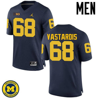 Men's #68 Andrew Vastardis Michigan Wolverines Football Jersey
