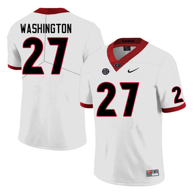 Men's #27 C.J. Washington Georgia Bulldogs College Football Jersey