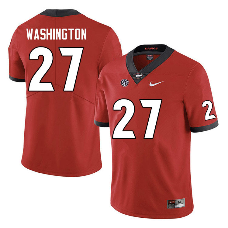 Men's #27 C.J. Washington Georgia Bulldogs College Football Jersey