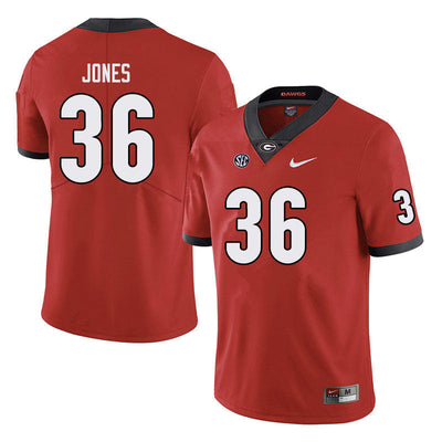 Men's #36 Garrett Jones Georgia Bulldogs Football Jersey