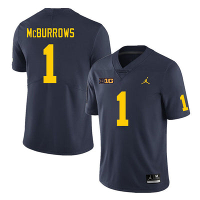 Men's #1 JaDen McBurrows Michigan Wolverines College Football Jersey