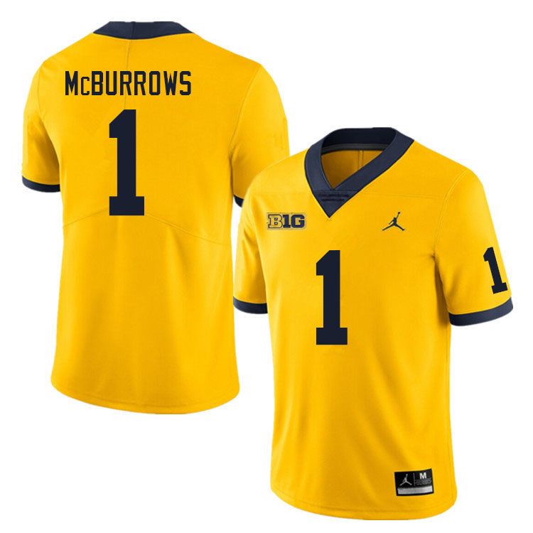Men's #1 JaDen McBurrows Michigan Wolverines College Football Jersey