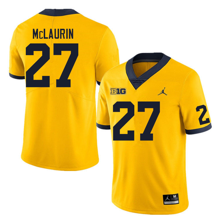 Men's #27 Tyler McLaurin Michigan Wolverines College Football Jersey