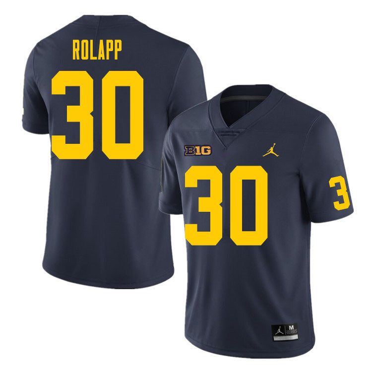 Men's #30 Will Rolapp Michigan Wolverines College Football Jersey