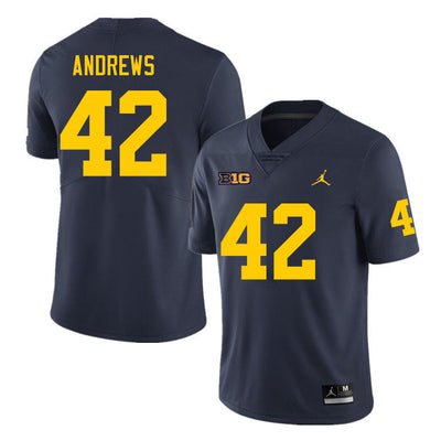 Men's #42 Trevor Andrews Michigan Wolverines College Football Jersey