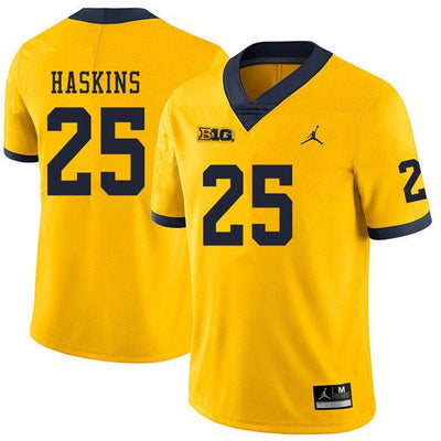 Men's #25 Hassan Haskins Michigan Wolverines Football Jersey